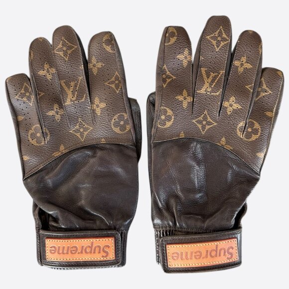 Louis Vuitton Supreme Brown Monogram Baseball Gloves